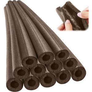 Amylove 12 Pcs 3.3 Feet Foam Pipe Insulation Foam Tube Insulating Water Pipe Pool Swim Noodles Heat Preservation Pipe Covers for Tubing Outdoor Freeze Protection (Brown,1/2 Inch)