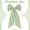 HunnmingRe 2 Pcs Green Block Print Bow Wreath Sash 24 x 16 Inch Christmas Wreath Sash for Front Door Holiday Floral Burlap Bow Accessories for Doorway Indoor Outdoor Garland Home (Green)