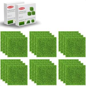 KAEZDD 24 Packs 6 X 6 Inch Fake Grass Decor for Crafts, Artificial Grass for Miniature Ornament Projects, Model Turf Grass for DIY Fairy Garden Accessories and Decor Kit