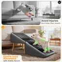 Dog Stairs for Small Dogs,17" H 4Step NonSlip Dog Ramp for Couch Low Bed | 2in1 Foldable Wooden Pet Stairs & Steps with Split Ottoman Design,for Puppy Medium Senior Injured Pets,Holds 250LBS