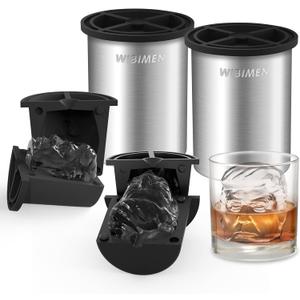 Clear Ice Cube Maker, 2 Pack Stainless Steel Clear Ice Maker for Old Fashioned Whiskey lover, Bourbon, Cocktail Gifts for Men on Birthday or Holiday, 2" Easy-Release Ice Ball Maker Mold (Fun Shapes-2''-2 Pcs)