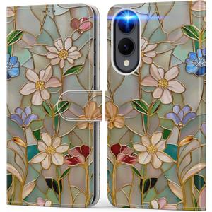 DEENAKIN for Samsung Galaxy S25 Edge Wallet Case with Card Holder + Cash Clip, RFID-Blocking, Military-Grade Drop Protection & UV-Printed Artwork, Magnetic Closure with Kickstand - Artistic Florals