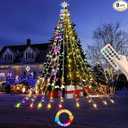 Christmas Decorations Star String Lights, 320 LEDs Outdoor Waterfall Tree Lights with 13" Topper Star, Plug in Waterproof Hanging Fairy Lights for Xmas New Year Holiday Party Yard Patio Decor