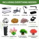 (Tank + Light +Pump + Filter + Filter Balls) Turtle Tank Kit, Turtle Tank Starter Kit,Bottom Drainage, Multi-Function Areas for Turtles, Crabs,Fishes, Amphibians,Reptiles. (21.65 x 12.28 x12.28 Inch)