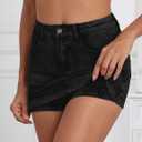 Denim Skort Women Stretch Denims Mini Skirt for Womens High Waist Denim Skirt Women Mini Jean Skirt Fashions Jeans Skort (Black, XL)