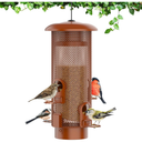Metal Squirrel Proof Bird Feeder,Bird Feeders for Outdoors,Weight Activated Squirrel Proof Wild Bird Feeders with Finch Cardinal Chickadee,Large Capacity,Weatherproof and Durable,Reddish Brown