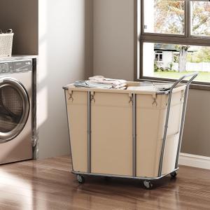 CHOEZON Laundry Sorter, 313L Large Laundry Basket, Rolling Hamper, Minimalist Laundry Organizer on Wheels, for Laundry Room, Bedroom, Guest Room, Beige TXY09WM, 38.3"L x 21.6"W x 35.8"H