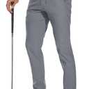 SPECIALMAGIC Mens Golf Stretch Pants Slim Fit Tapered Waterproof Casual Hiking Lightweight Dress with Zipper Pockets (36W x 32L, Asphalt Grey)