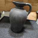 ROLLSCERAY Rustic Ceramic Vase, Farmhouse Vase with 2 Handles, Black Pottery Vases, Boho Decorative Flower Vases for Home Decor, Table, Living Room, Shelf Decor, 9.3 Inch