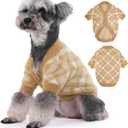Deluxe Dog & Cat Winter Clothes - Thermal Knit Sweater & Jacket for XXS XS Small Dogs Boy and Girl - Stretchy Pet Apparel, Puppy Outfits - Soft Warm Dog Coat (Camel, Small)
