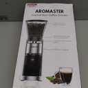 Aromaster Conical Coffee Bean Grinder with 48 Gind Settings,Burr Coffee Grinder for Home Use,Stainless Steel,40 Seconds Adjustable Timer,Anti-static,Easy to Clean with Brush,Classic Silver