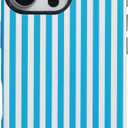 Fycyko Compatible with iPhone 16 Pro Case Striped Cute Aesthetic Phone Case Shockproof TPU Hard PC Protective Cover for iPhone 16 Pro-Blue