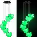 1 Pcs St. Patrick's Day Solar Shamrock Wind Chimes Green Color Lights Outdoor Mobile Wind Chime Light Shamrock LED Lights Irish Gifts for Garden Patio Yard Porch Decoration
