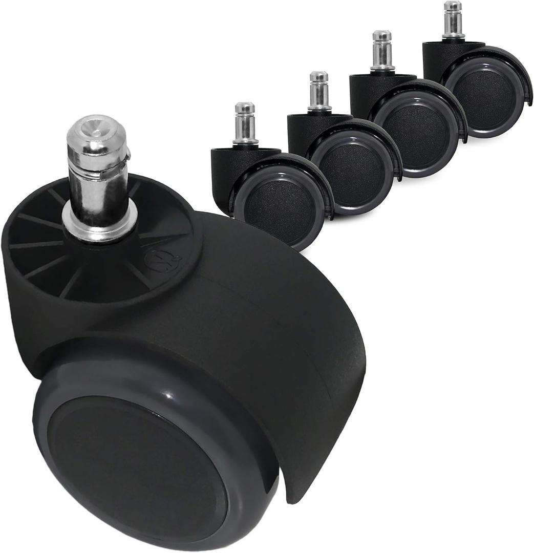 Guildrey 5 Pcs Office Chair Caster Wheels, 7/16 (11mm) Stem Diameter, Protecting Floor Rubber, Standard Stem, Easy Install for Replacement