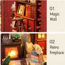 DIY Book Nook Kit, Miniature Dollhouse Booknook Kit with Light, 3D Wooden Puzzle Bookend Bookshelf Decor for Adults, Library