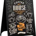 Ilyapa Modern All Metal Double Sided A Frame Chalkboard Sidewalk Sign - 24 x 38 inch Magnetic Chalk Menu Board Restaurant & Vendor Display Supplies