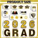 Ferraycle 21 Pcs Graduation Magnets 2026 Cruise Door Car Magnets Black Gold Congrats Grad Cap Magnetic Decorations for Refrigerator Garage Cruise Door Party Stickers