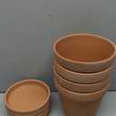 6 inch Terracotta & Clay Pots for Plants with Saucer, Medium Terra Cotta Plant Pots with Drainage Hole, Flowerpot with Tray, Terracotta Pot for Indoor Outdoor Plant - Pack of 4 Planters