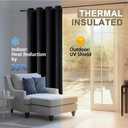 100% Blackout Curtains - Solid Grommet Thermal Blackout Curtains for Bedroom Living Room Sliding Door, Privacy Window Drapes, Black, 2 Panels, 2x52Wx108L Inches
