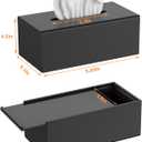 FEMELI Acrylic Tissue Box Cover Rectangular - Matte Solid Cube Napkin Holder with Magnetic Bottom, Modern Decorative Facial Paper Dispenser for Bathroom, Bedroom, Kitchen - Black