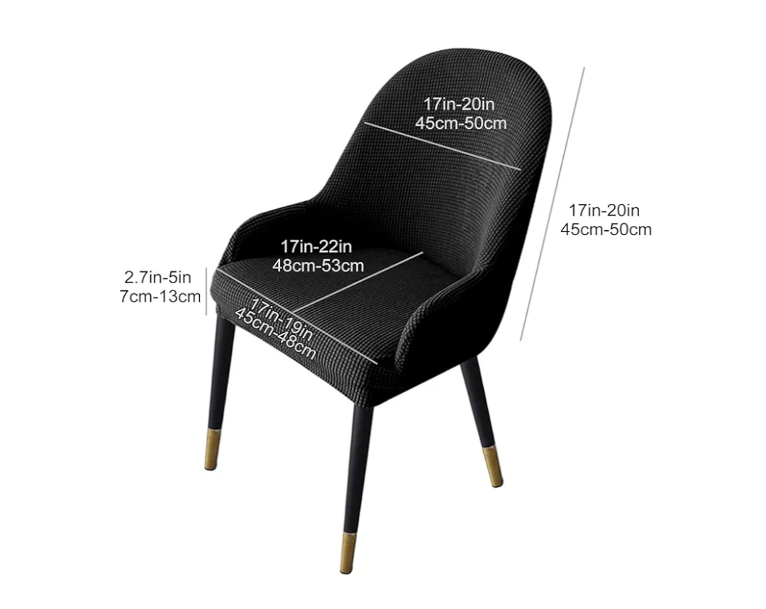 Velvet Semi-Circular Dining Chair Cover Elastic Stretch Slipcover for Curved Chairs, Soft Polyester Spandex Fabric Protective Furniture Cover, Hotel Chair Cover, Black 