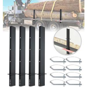 Heavy Duty C Channel Pipe Stake with Anti-Lost Cable, 30 Inch Adjustable Stake for Flatbed Trailer, 4 Pack