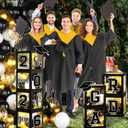 2026 Graduation Decorations Black and Gold Grad Balloon Boxes with Letters So Proud of You Balloon Arch Kit Class of 2026 Photo Backdrop Props Congrats Grad Party Decorations for Any Grades