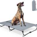 Daisy Cot, XL Foldable Elevated Dog Bed, Portable Raised Outdoor Folding Dog Cots, Cooling, Chew Proof, Waterproof, Heavy Duty Up to 160 lbs for Camping/Home, Grey, 49"x 33"x7" (Gray)