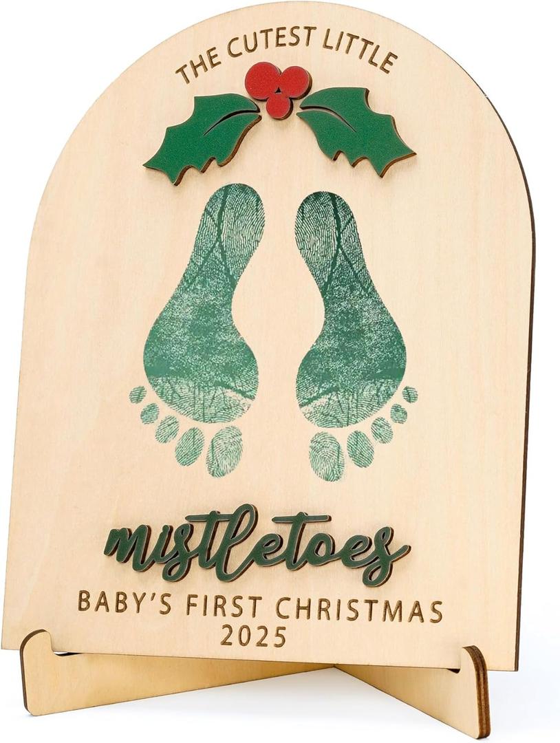 Babys First Christmas, My First Christmas, Baby Footprint & Handprint, Newborn Gifts, DIY Mistletoes Footprint Kit 2025 Keepsake, Baby Memory Ornament Board, Holiday Decor for New Parents (Nelxi-222)