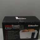 Mueller UltraToast Full Stainless Steel Toaster 4 Slice, Long Extra-Wide Slots for Bagels and Waffles, 6 Browning Levels, LED Display, Cancel/Defrost/Reheat Functions & Removable Tray, Kitchen Gadgets