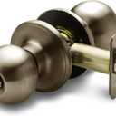 Copper Creek BK2030AB Ball Door Knob, Privacy Function, 1 Pack, in Antique Brass