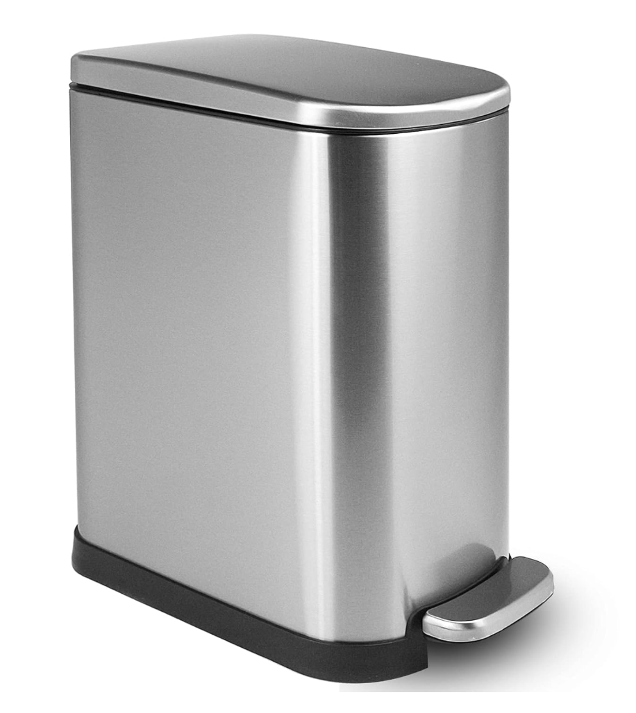 10 Liter/2.6 Gallon Stainless Steel Trash Can with Soft Close Lid, Removable Inner Wastebasket,Small Garbidge Can for Bathroom Bedroom Office,Anti-Fingerprint Brushed Finish,Silver