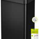 EKO Mirage-T 50 Liter / 13.2 Gallon Touchless Rectangular Motion Sensor Trash Can or Recycling Bin, Brushed Stainless Steel Finish (Matte Black)