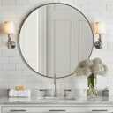 ANDY STAR Round Mirror, 36" Circle Bathroom Mirror in Stainless Steel Metal Frame, Modern Vanity Mirror for Bedroom, Entryway, Living Room, Contemporary 1" Deep Wall Mount