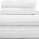 ROYALE LINENS 300 Thread Count 100% Long Staple Combed Cotton Striped Sheet Set - 4 Piece Full Bed Sheets - 1 Fitted, 1 Flat, 2 Pillow Cases -Soft Cool & Crisp Sheet Set (Full, Stripe White)