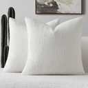 FUTEI Pack of 2 White Decorative Throw Pillow Covers 20x20 Inch Soft Cozy Solid Boucle Textured Cushion Case,Modern Home Decor for Couch Bed Living Room