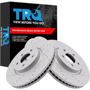 TRQ Performance Front Brake Rotor Set Coated Drilled Slotted Compatible with 09-17 Audi Q5 11-16 A4 A4 Quattro 11-17 A5 A5 Quattro 12-18 A6 A6 Quattro 13-16 allroad 12-16 A7 Quattro