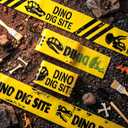 Nuanchu 2 Rolls 3'' x 98 Feet Dino Dig Site Caution Tape Decorations Dinosaur Theme Party Supplies Favors for Kids Classroom Room Birthday Party Decoration(No Stickiness)