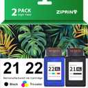 ZIPRINT Remanufactured Ink Cartridge Replacement for HP 21 22 21XL 22XL (C9351AN & C9352AN) for HP Deskjet F4180 F2210 D1560 D1530 D1420 D1520 3915 3930 PSC 1410 Officejet 4315 J3680 Printer, 2-Pack