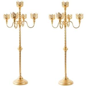Gold Floor Candelabra for Wedding Event Decor, 40'' Tall Floor Candle Holders, 2 Pcs Metal 5 Arm Candelabra Centerpiece Decorations for 5 Pillar Candle Holders Party Wedding Aisle Home Decor