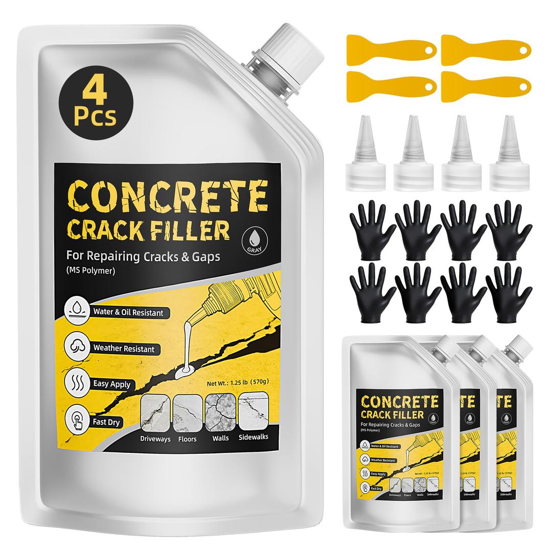 Self Leveling Concrete Crack Filler, Cement Crack Filler, Waterproof & High Elasticity, Concrete Slab Repair for Driveway, Patio, Garage Floor, Sidewalk, Pool Deck (20 oz)