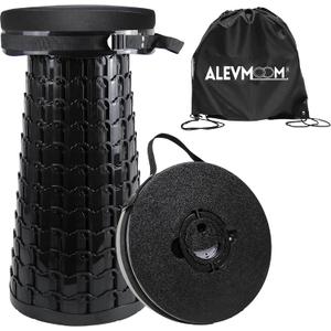 ALEVMOOM 2026 Upgraded XXL Collapsible Stool with Cushion & Bag, Higher 23.2" Heavy Duty Telescoping Stool Max Load 1000 lbs, Portable Retractable Folding Seat Chair for Camping Travel