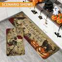 Happy Halloween Kitchen Mats Set of 2 Non Slip Spooky Goth Skeleton Kitchen Rugs Halloween Skull Home Decor Low-Profile Washable Floor Mat 17x47 Inch and 17x29 Inch