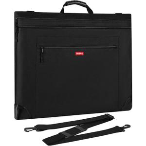 Nicpro Light Weight Art Portfolio Bag, 18x24 Black Art Canvas Portfolio Case with Detachable Shoulder Strap, Leather Corners, Carrying Storage Case for Artwork, Poster, Sketching, and Drawing
