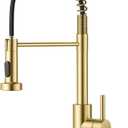FORIOUS Gold Kitchen Faucet with Pull Down Sprayer, Stainless Steel Commercial Single Handle Classic Spring Pull Out Sink Faucet for Pot Filler, Farmhouse Camper Bar Laundry Room Amazon's Choice