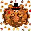Large Fall Thanksgiving Felt Craft Kit for Kids DIY Turkey Felt Set with Detachable Fall Maple Leaves Squirrel Pine Cones Corns Classroom Craft for Kids