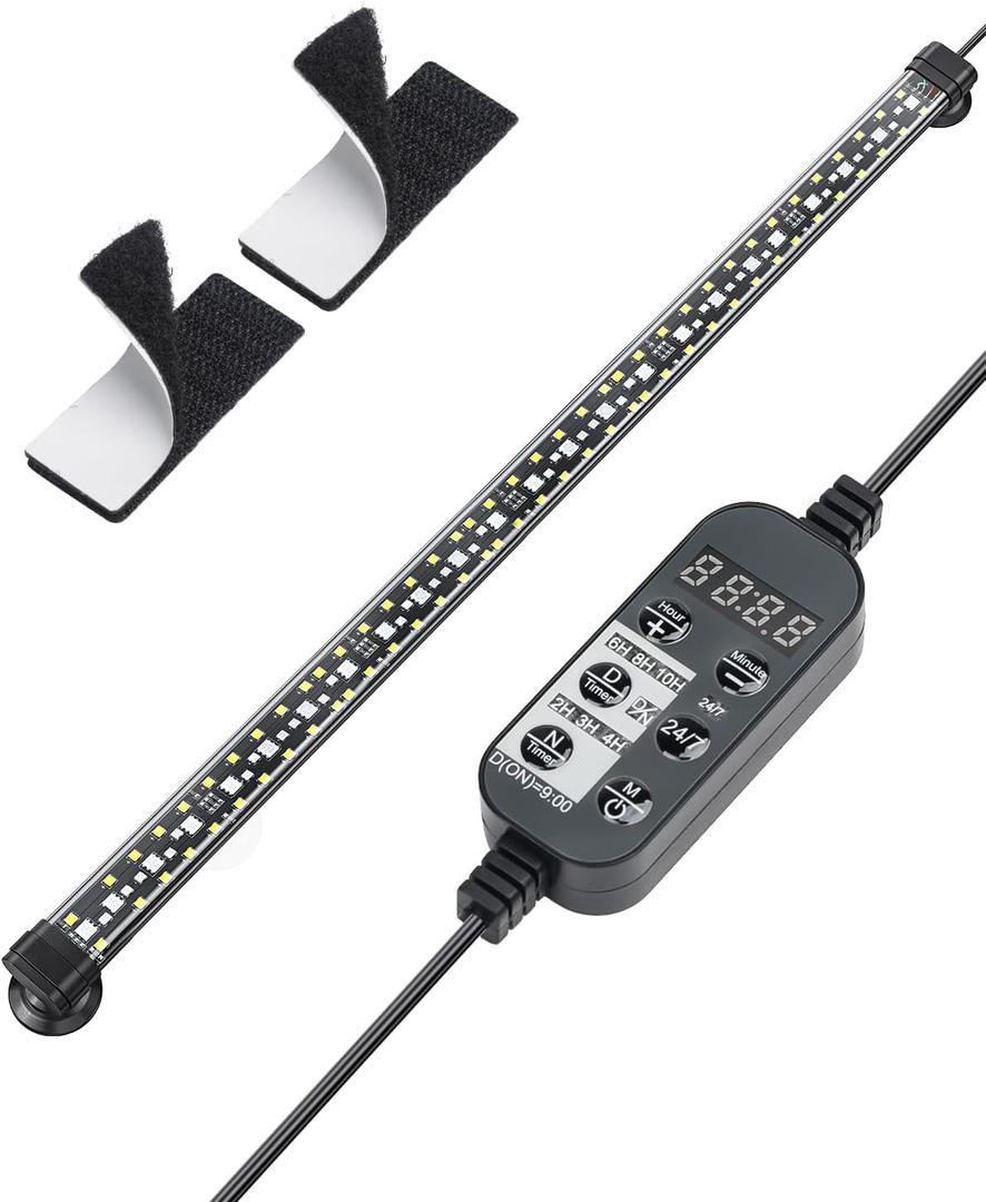 Pawfly 12W Aquarium LED Light 24 Inch 24/7 Fish Tank Light with Full Spectrum White Blue Red Green Lights Multi-Colored LEDs with D/N Mode Single Color Effects Timer and Adjustable Brightness