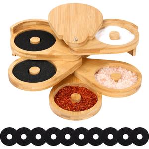 Bamboo Margarita Salt Rimmer Set  5-Tier Rotating Salt and Sugar Glass Rimmer with Tajn Rimmer & 10 Sponges  Cocktail Rimmer for Home Bars, Parties & Bartenders