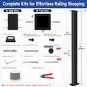 12-16FT Black Modular Cable Railing Post Kits 42 Inch 4 Level Post Kit, Cable Railing System for Deck Including 4 Railing Posts, 197FT Sufficient Length Cable, 24 Swage Terminal (No Handrail)