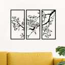 3 Pcs Metal Flower Wall Decor Minimalist Floral Home Art Metal Wall Hanging for Living Room Bathroom Office Kitchen Indoor Outdoor